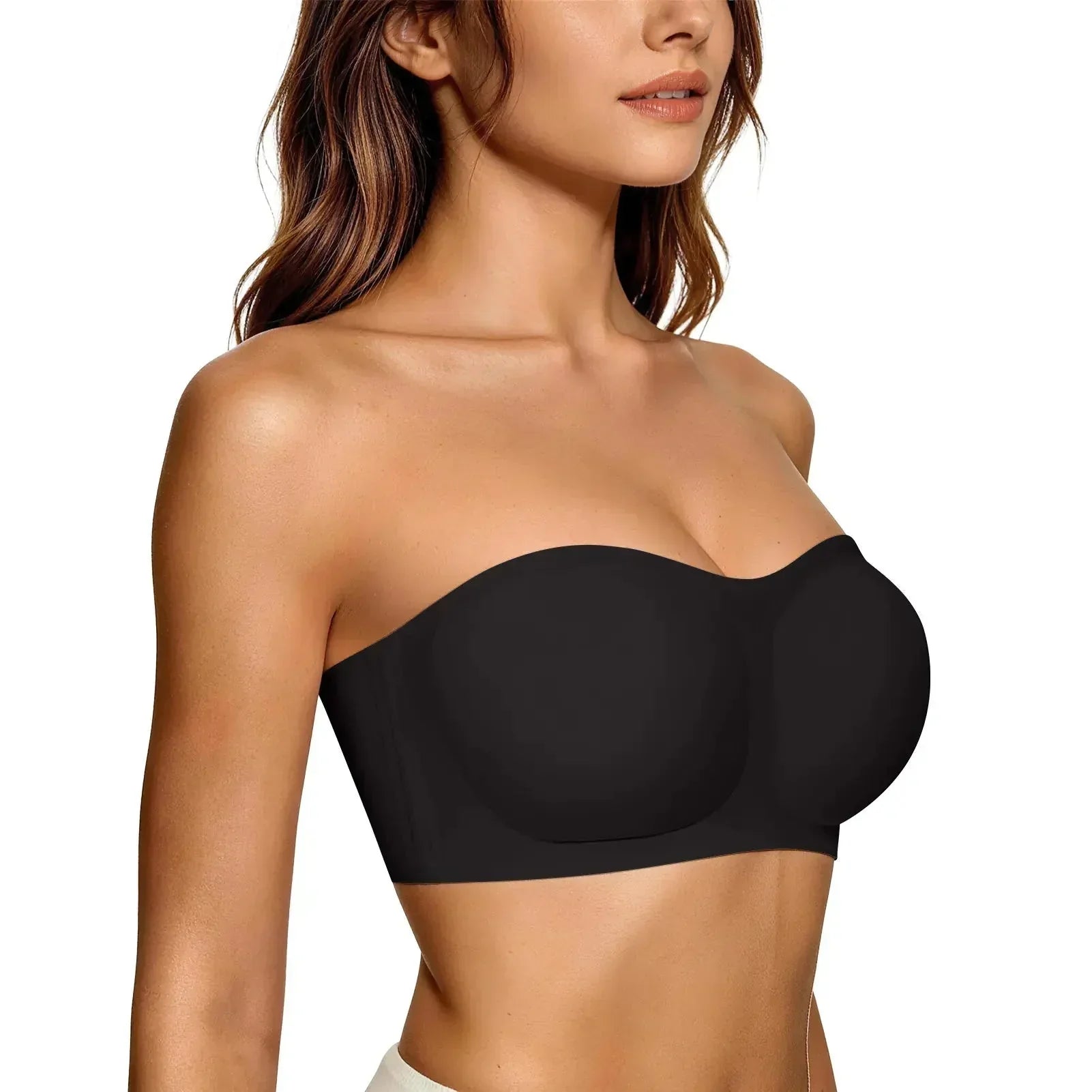 ⛱️Last Day Special Price £7.99!!💞Womens Strapless Bras Push Up Bandeau Bra Non Slip Wireless Supportive Padded Bras Seamless Comfortable Tube Jelly Bra