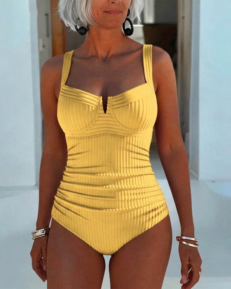 Flattering Square Neck One-Piece Swimsuit