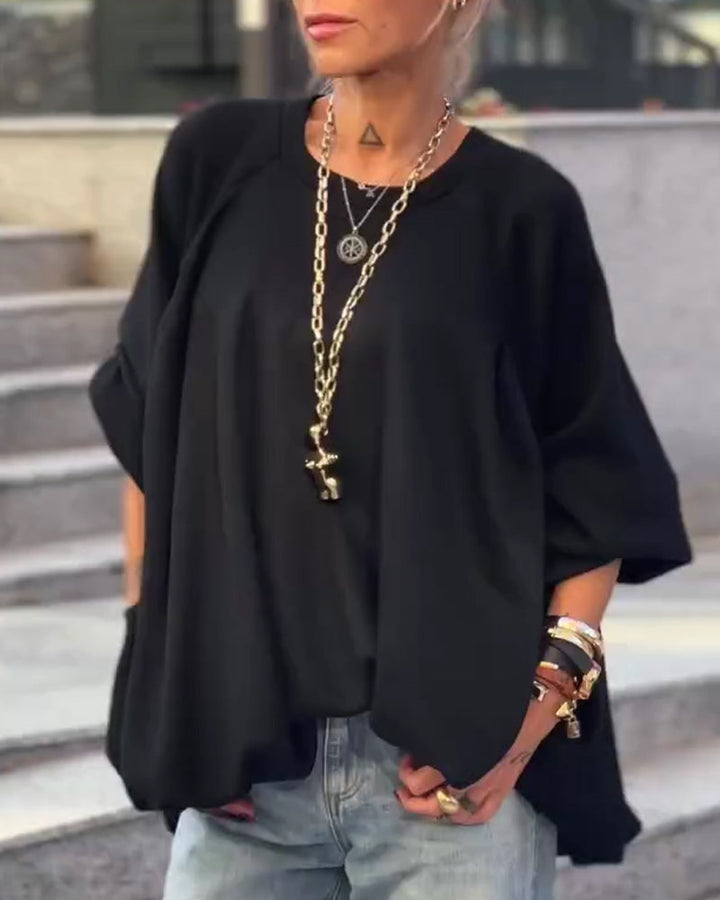 Loose Asymmetrical Solid Color Top