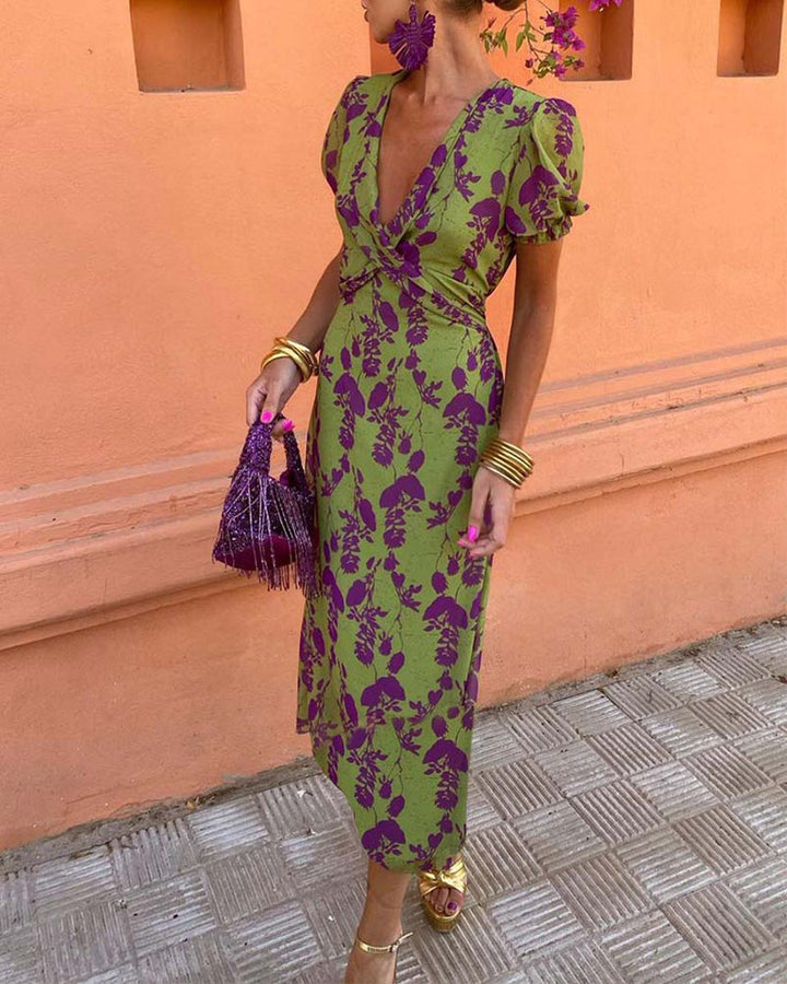 Flora V-Neck Midi Dress
