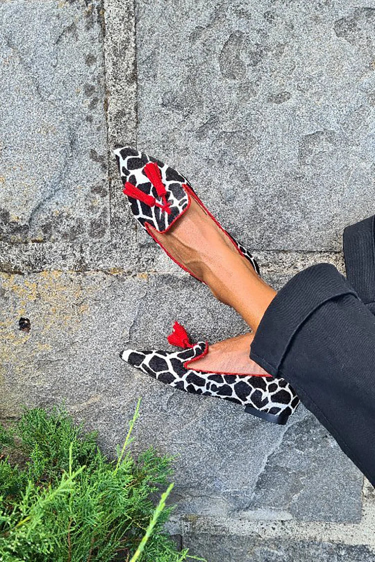 Helena | Animal Print Loafers with Red Trim