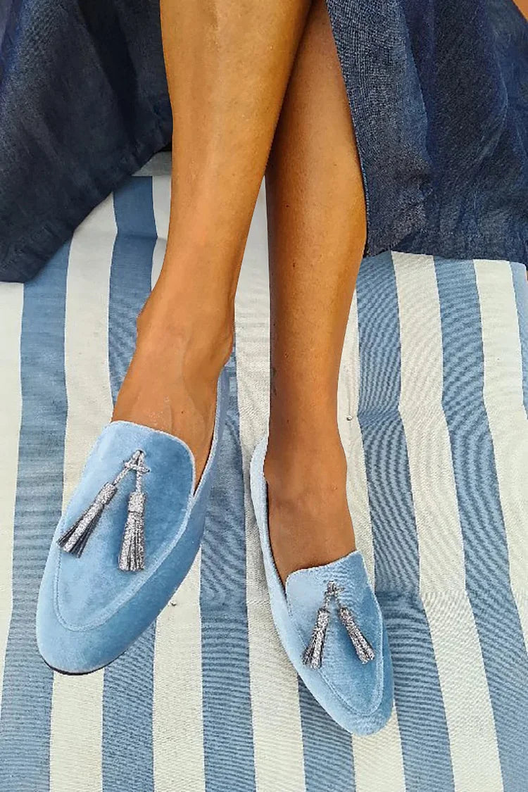 Alessia | Elegant Slippers with Silver Tassel