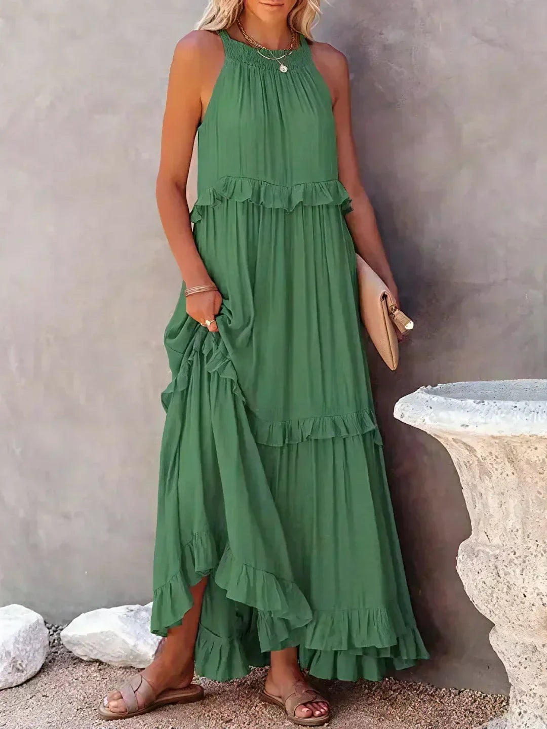 Lara | Halterneck Dress with Ruffles