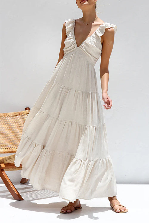 Marina | V-Neck Ruffle Maxi Dress