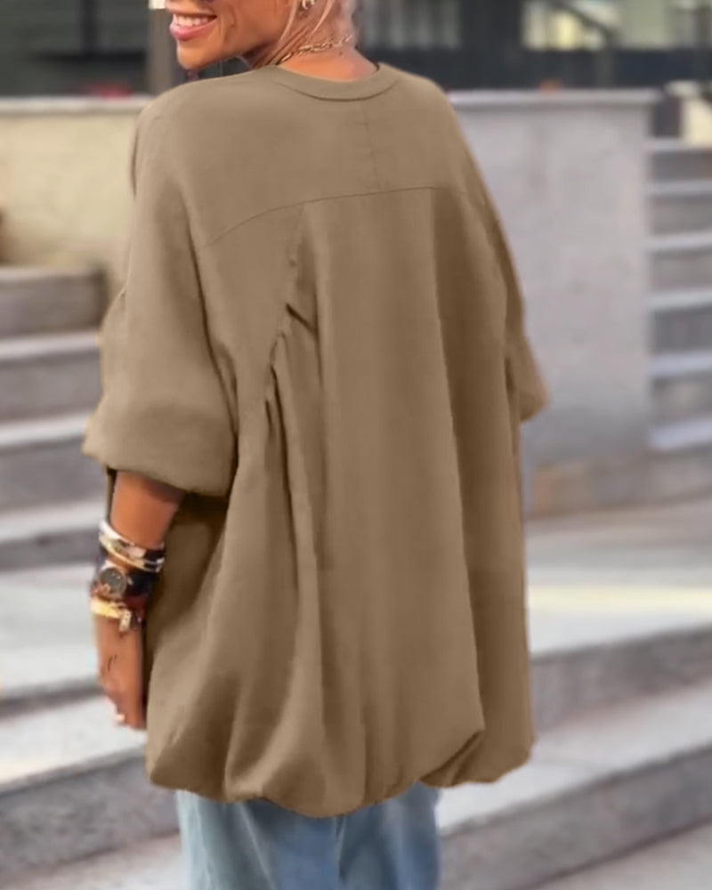 Loose Asymmetrical Solid Color Top