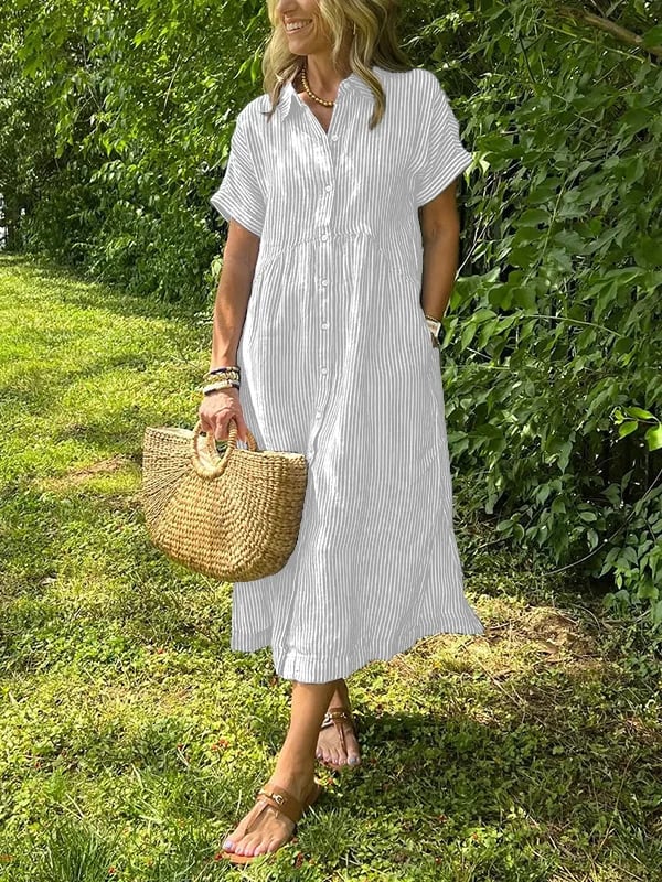 Anya | Striped Cotton Shirt Dress