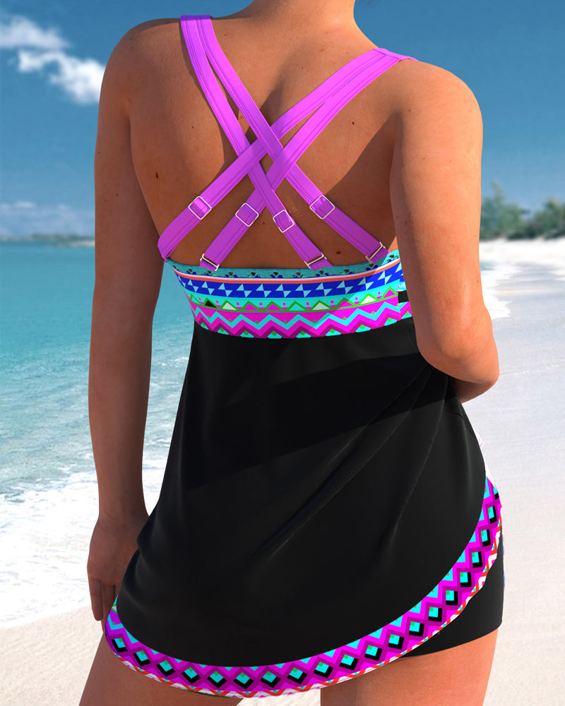 Eliza | Swimsuit with lace-up closure and waist accent, masks the belly