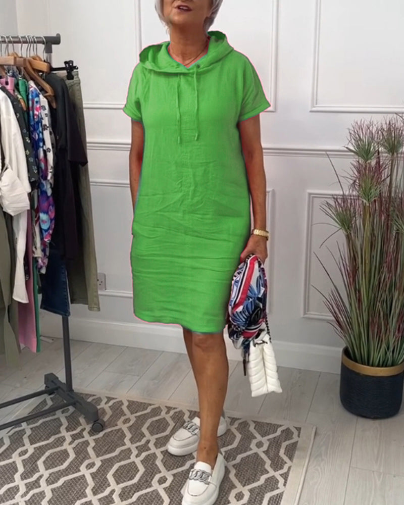 Casual Hooded Short Sleeve Dress