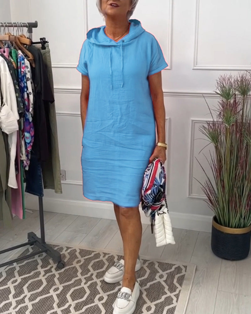 Casual Hooded Short Sleeve Dress