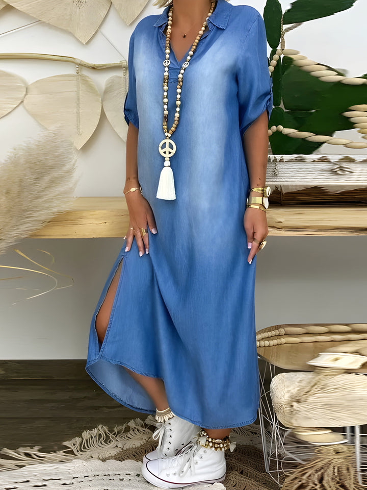 Hazel | Elegant Denim Maxi Dress