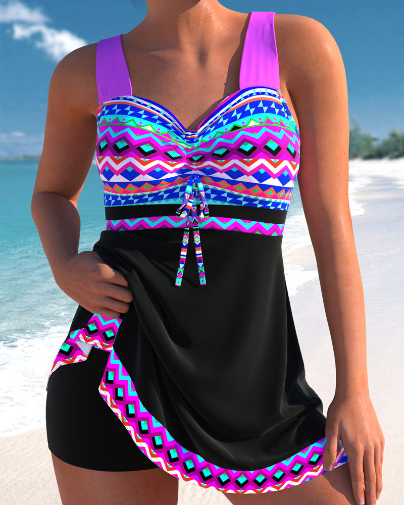 Eliza | Swimsuit with lace-up closure and waist accent, masks the belly