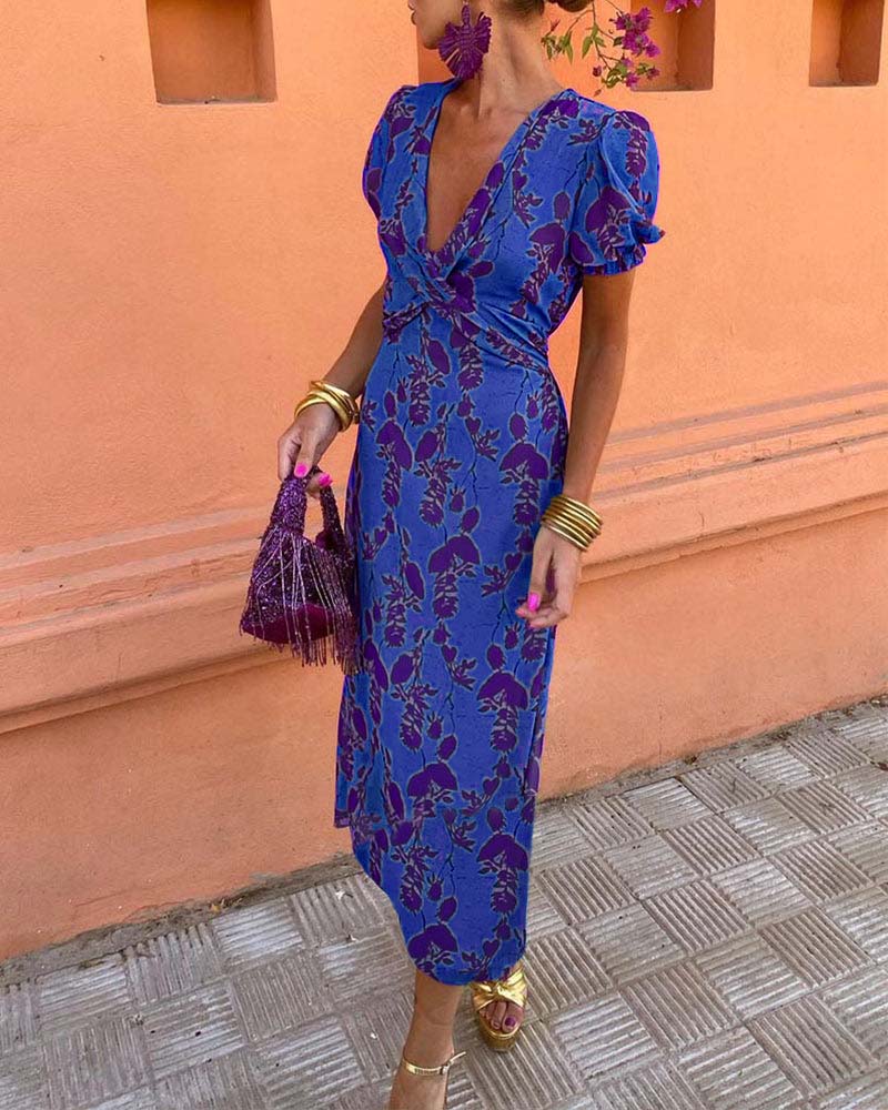 Flora V-Neck Midi Dress