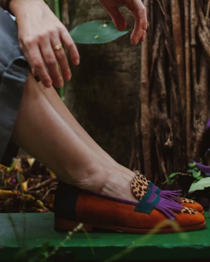 Hollis | Fringed Loafers in Animal Print
