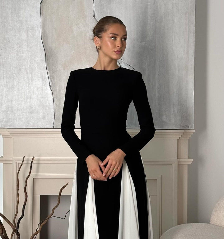 Livia | Sleek Spliced Crewneck Dress