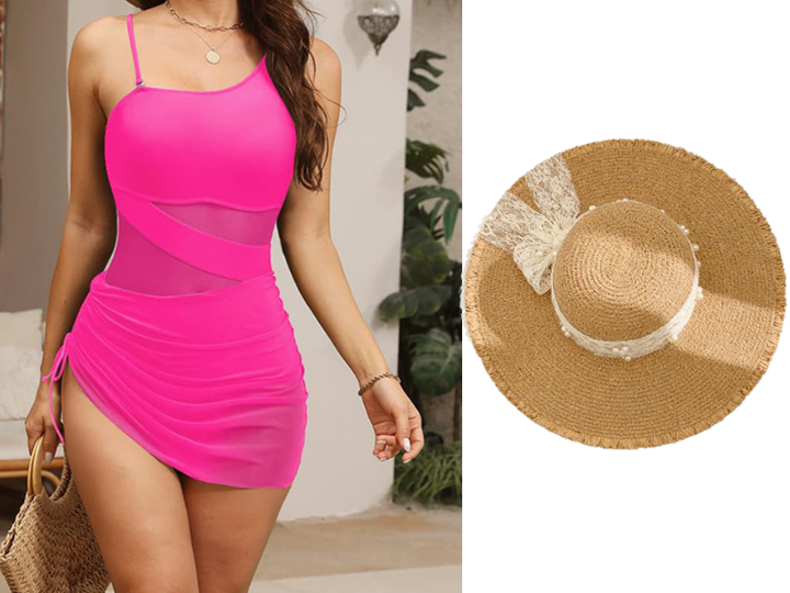 Women's Sexy One-Piece Swim Dress – Ruched Slim Fit, High-Waisted Tummy Control & Sheer Mesh Detail
