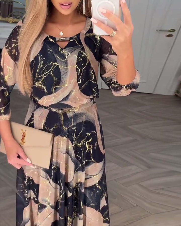 Elegant Marble Print Maxi Dress