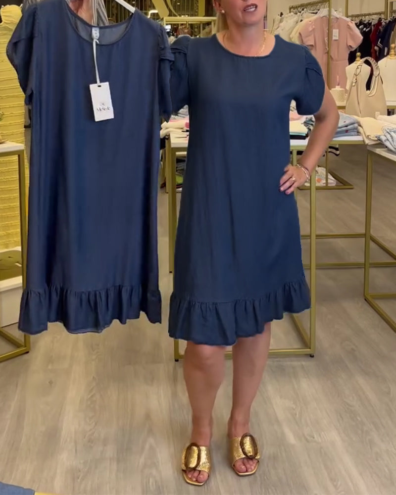 Casual Ruffled Denim Dress