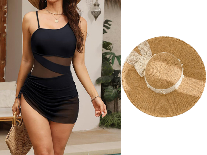 Women's Sexy One-Piece Swim Dress – Ruched Slim Fit, High-Waisted Tummy Control & Sheer Mesh Detail