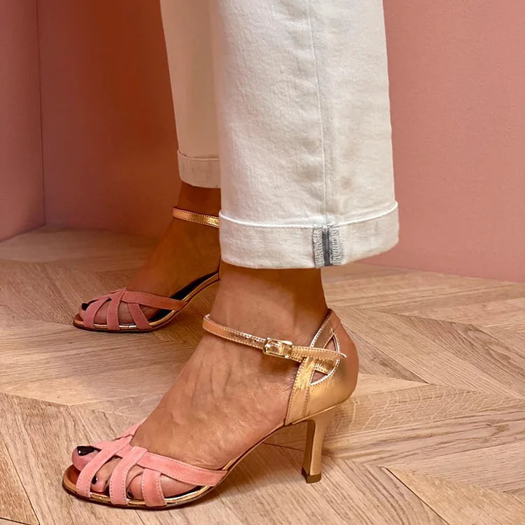 Selena | Elegant Strappy Peach Heels