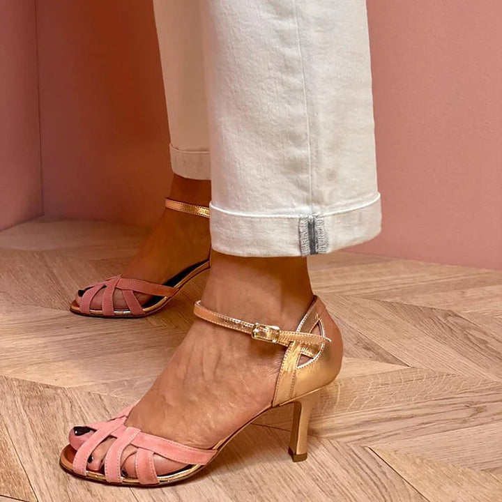 Selena | Elegant Strappy Peach Heels