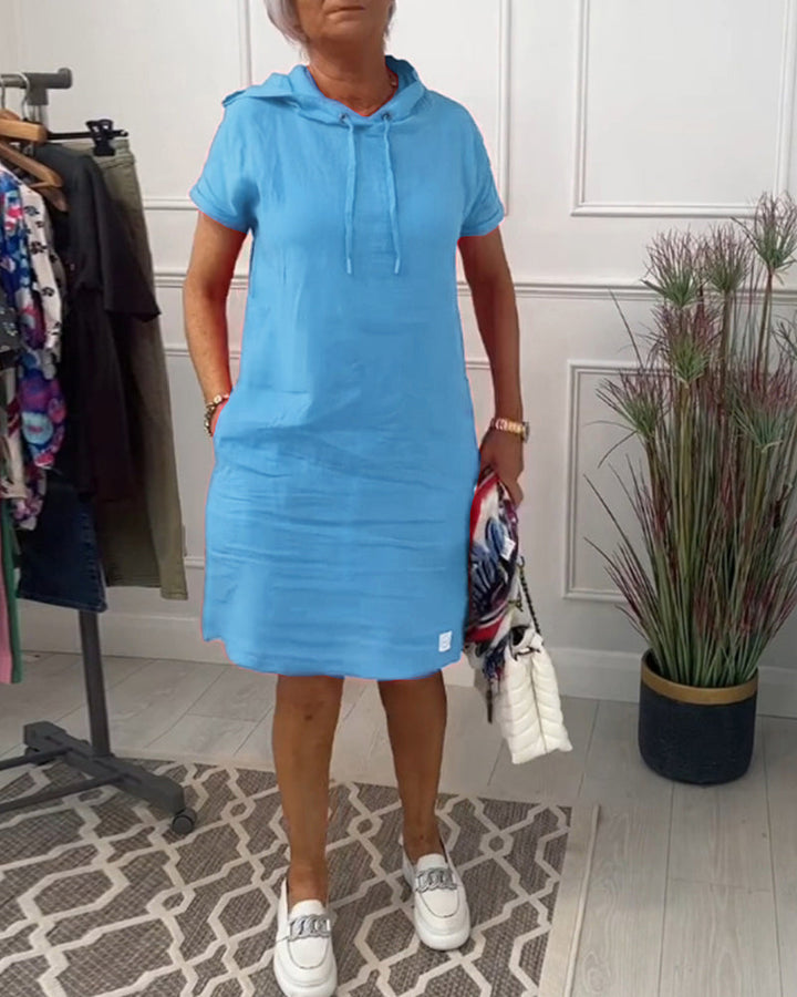 Casual Hooded Short Sleeve Dress