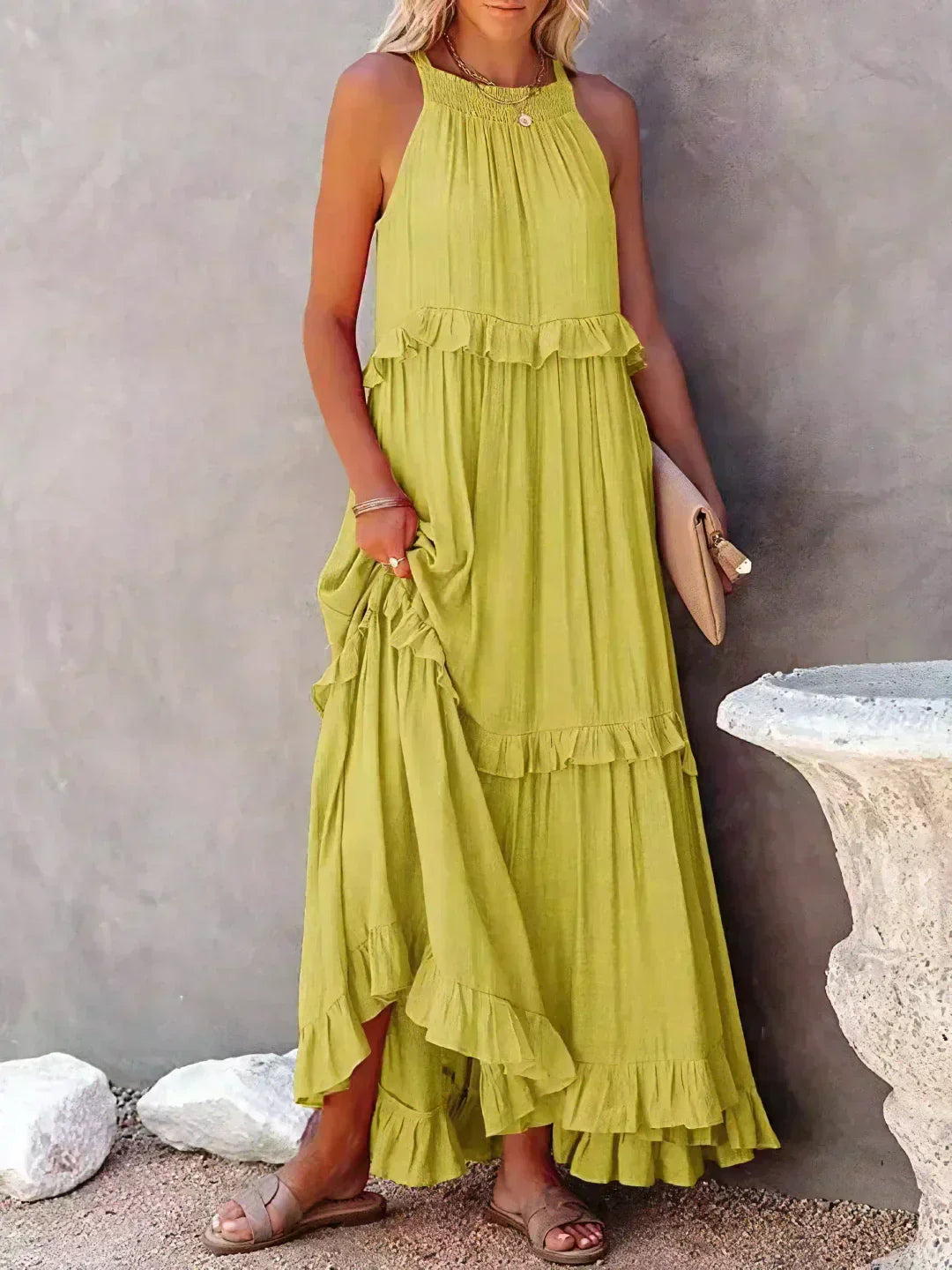 Lara | Halterneck Dress with Ruffles