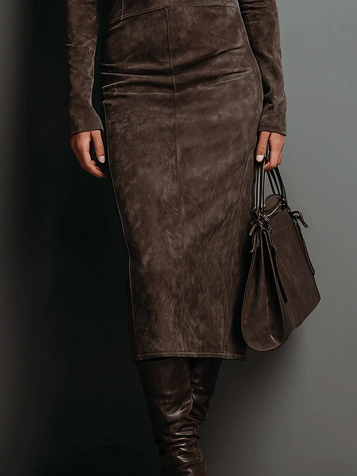 Eva | Luxe Suede Midi Dress
