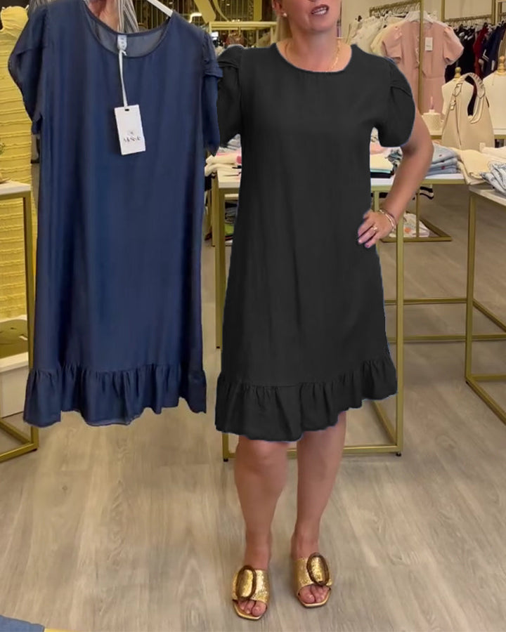 Casual Ruffled Denim Dress