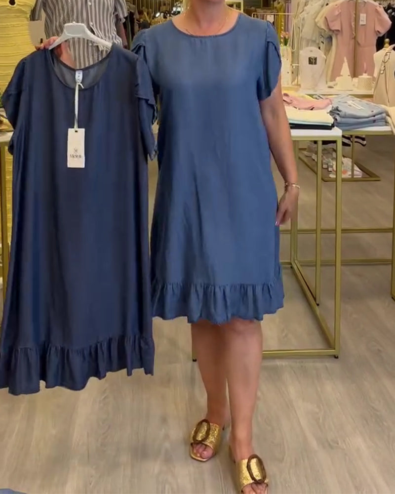 Casual Ruffled Denim Dress