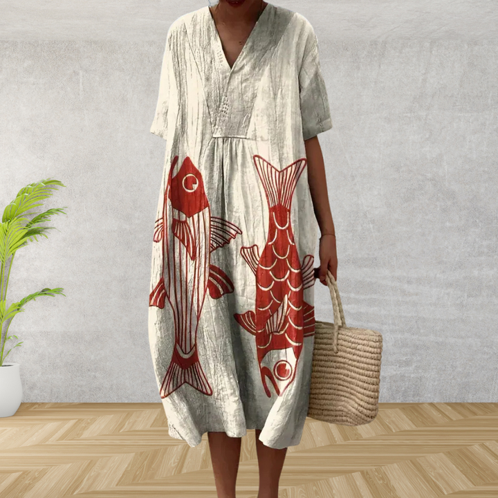 Lana | Geometric Silk Summer Dress