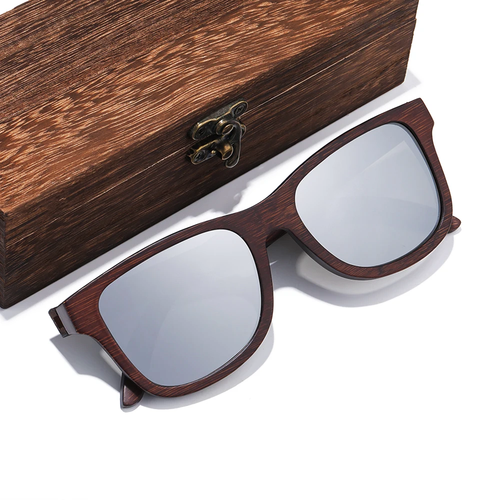Wooden Rectangular Sunglasses