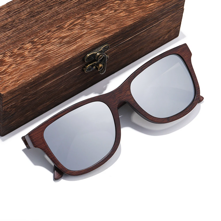 Wooden Rectangular Sunglasses