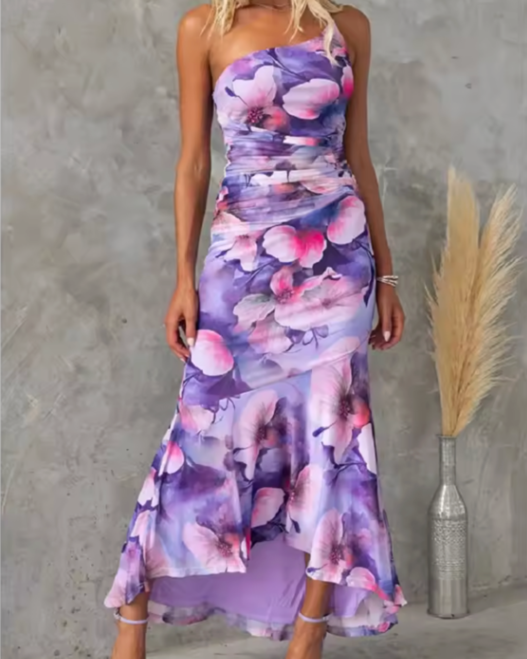 Amelia Floral One-Shoulder Maxi Dress