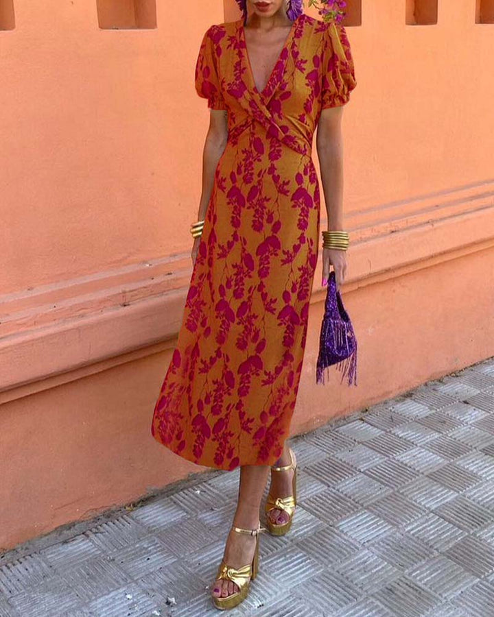 Flora V-Neck Midi Dress