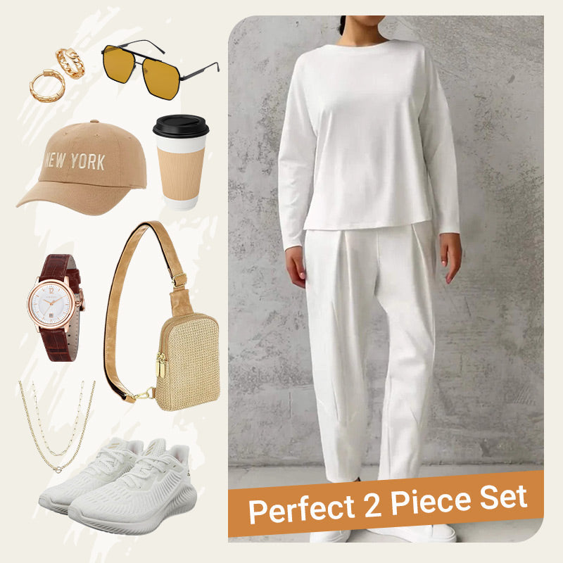 2-Piece Top & Trousers Set – Wrinkle-free, breathable & soft. Easy pull-on, no ironing. Perfect for daily comfort & travel.