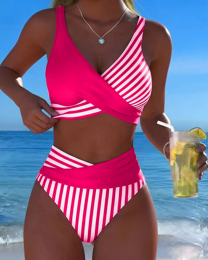 Bikini Crossed Stripes Printed