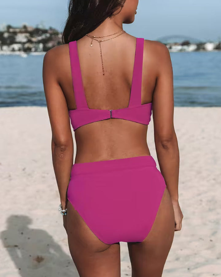Hilde - Stylish Solid Color High-Waisted Swimsuit for a Stunning Look