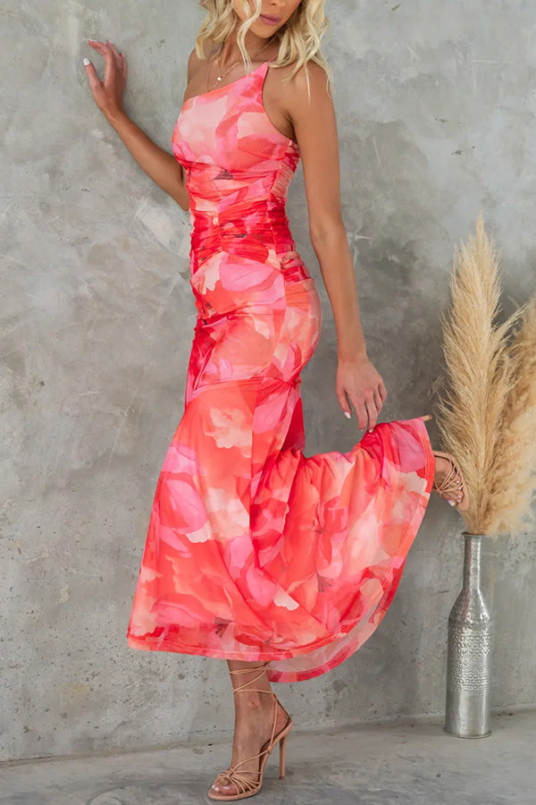 Amelia Floral One-Shoulder Maxi Dress