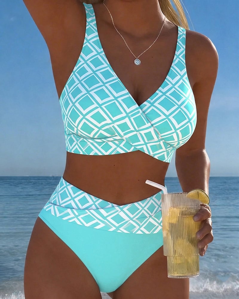 Two-Piece Bikini with Diamond Print