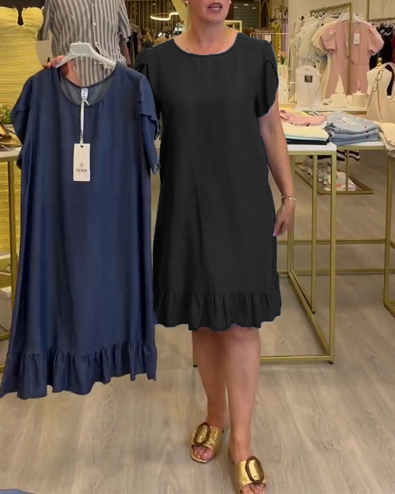 Casual Ruffled Denim Dress