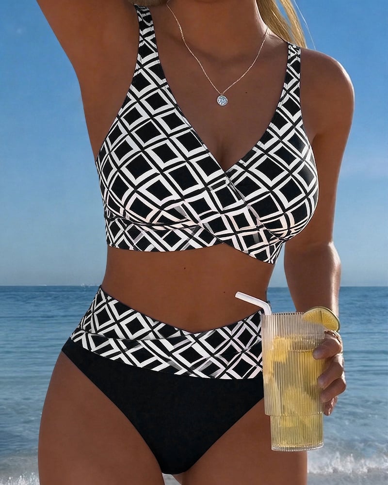 Two-Piece Bikini with Diamond Print