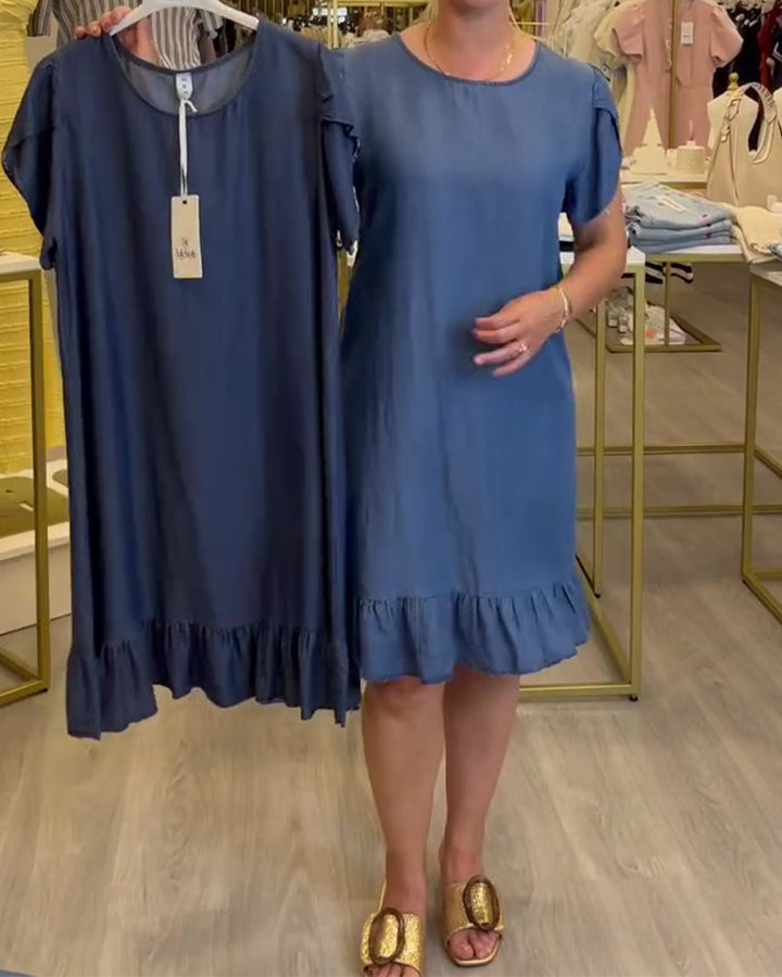 Casual Ruffled Denim Dress