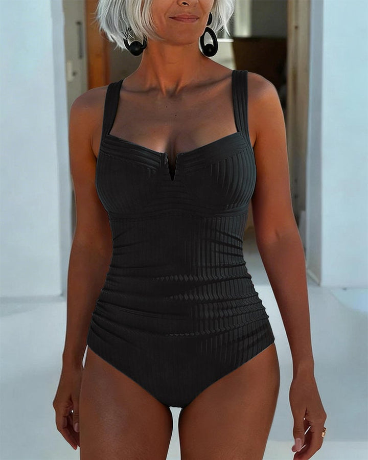 Flattering Square Neck One-Piece Swimsuit