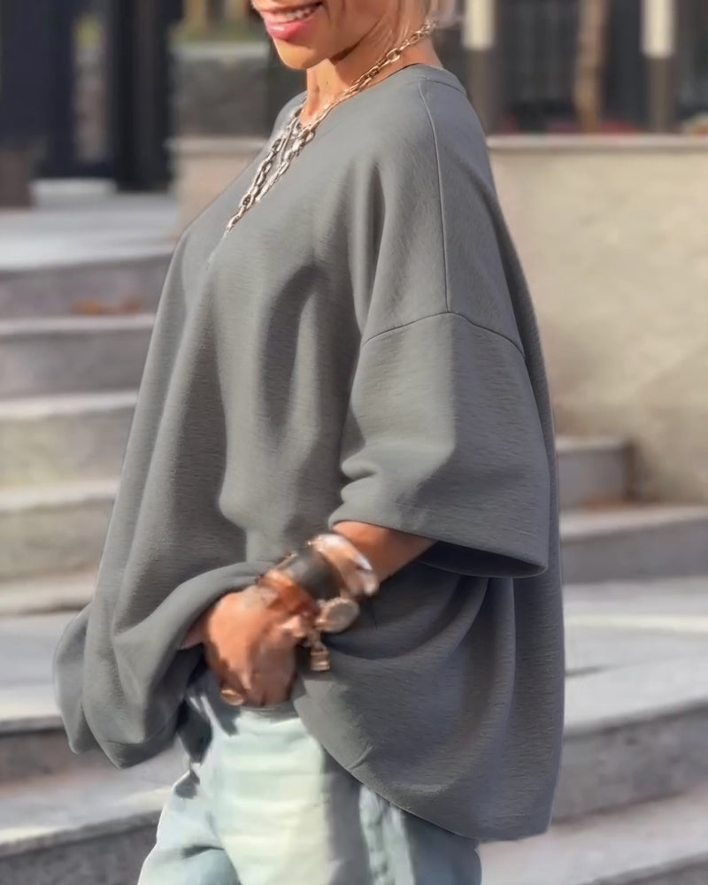 Loose Asymmetrical Solid Color Top