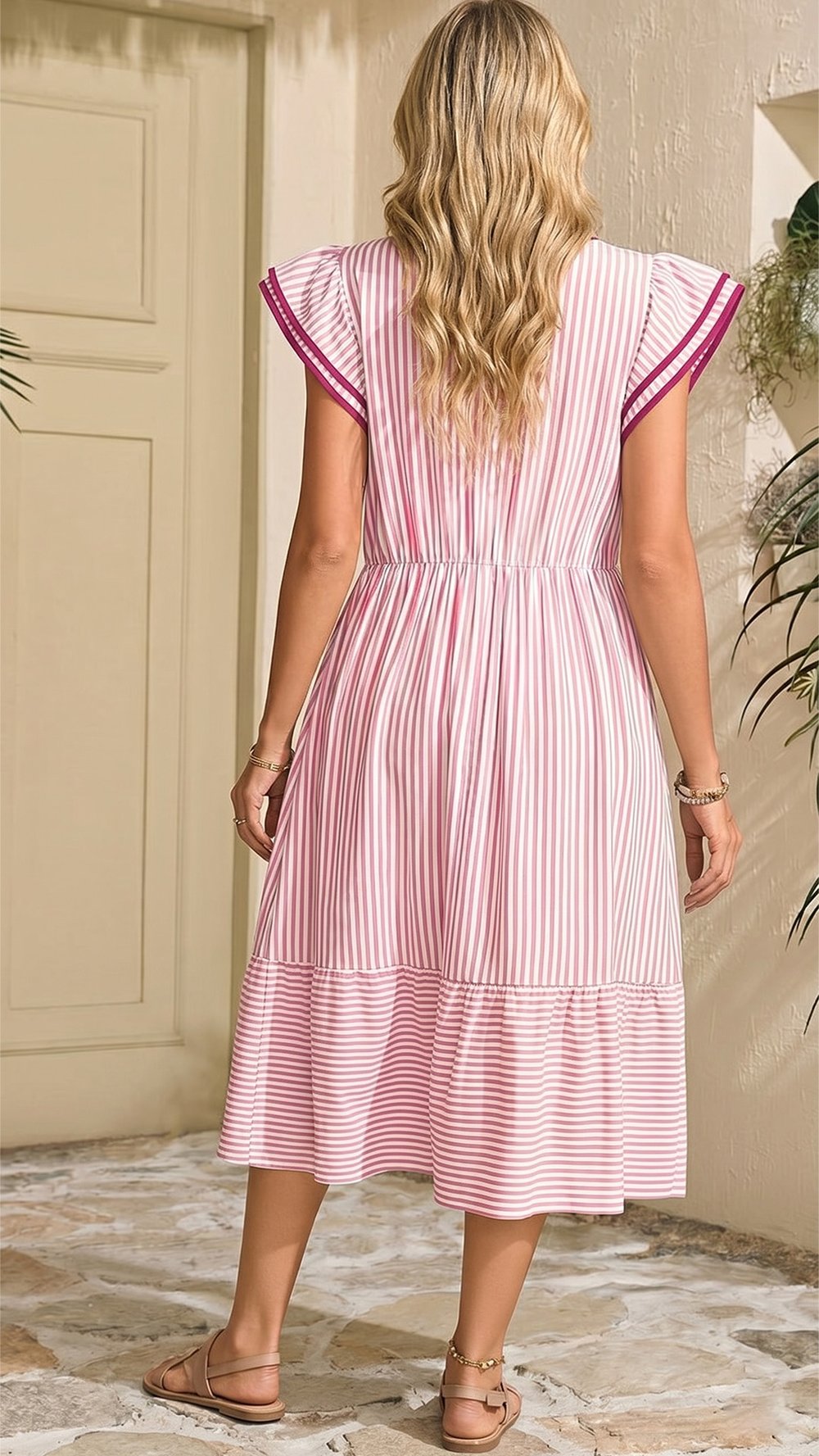 Alvéra | Striped Midi Dress with Pockets