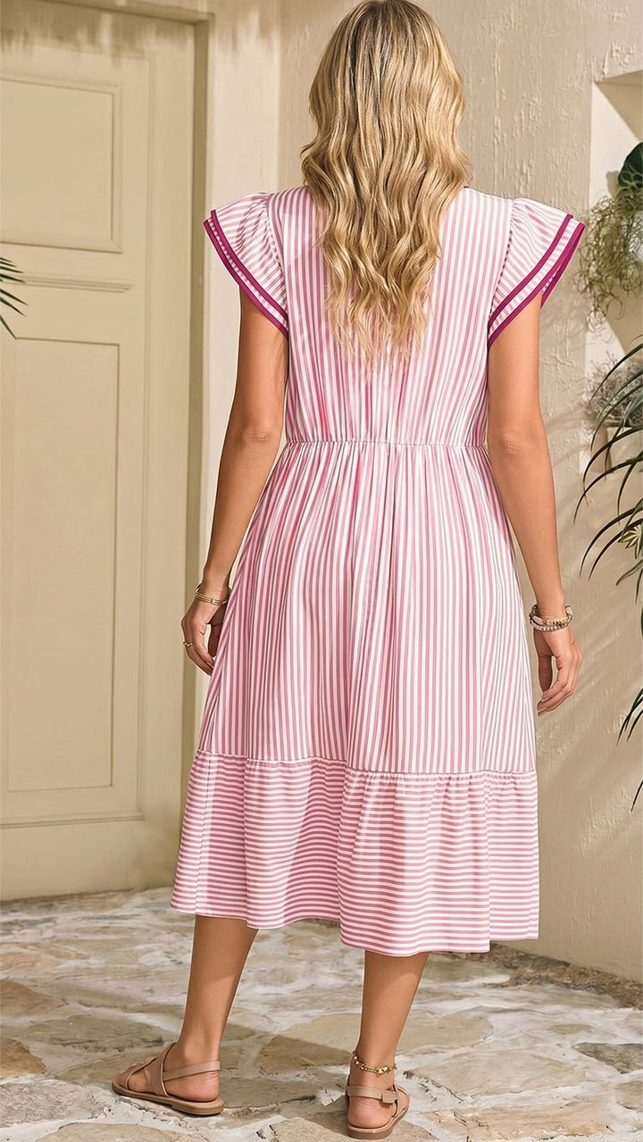 Alvéra | Striped Midi Dress with Pockets