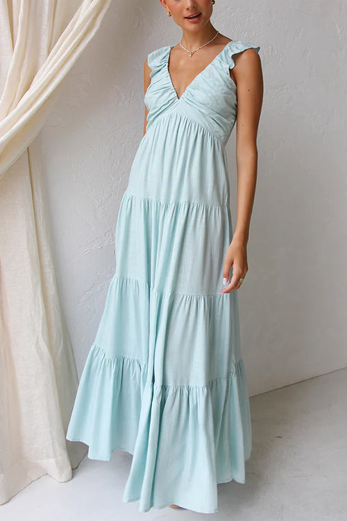 Marina | V-Neck Ruffle Maxi Dress