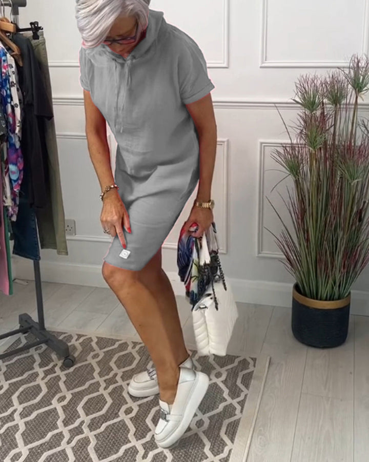 Casual Hooded Short Sleeve Dress