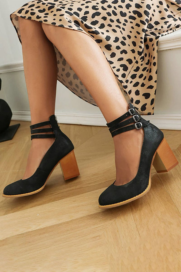Aria | Elegant Triple Buckle Heels