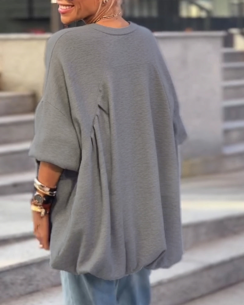 Loose Asymmetrical Solid Color Top